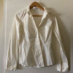 Brunello Cucinelli Women Off-White Shirt Cotton Blend Formal Button-Up Blouse